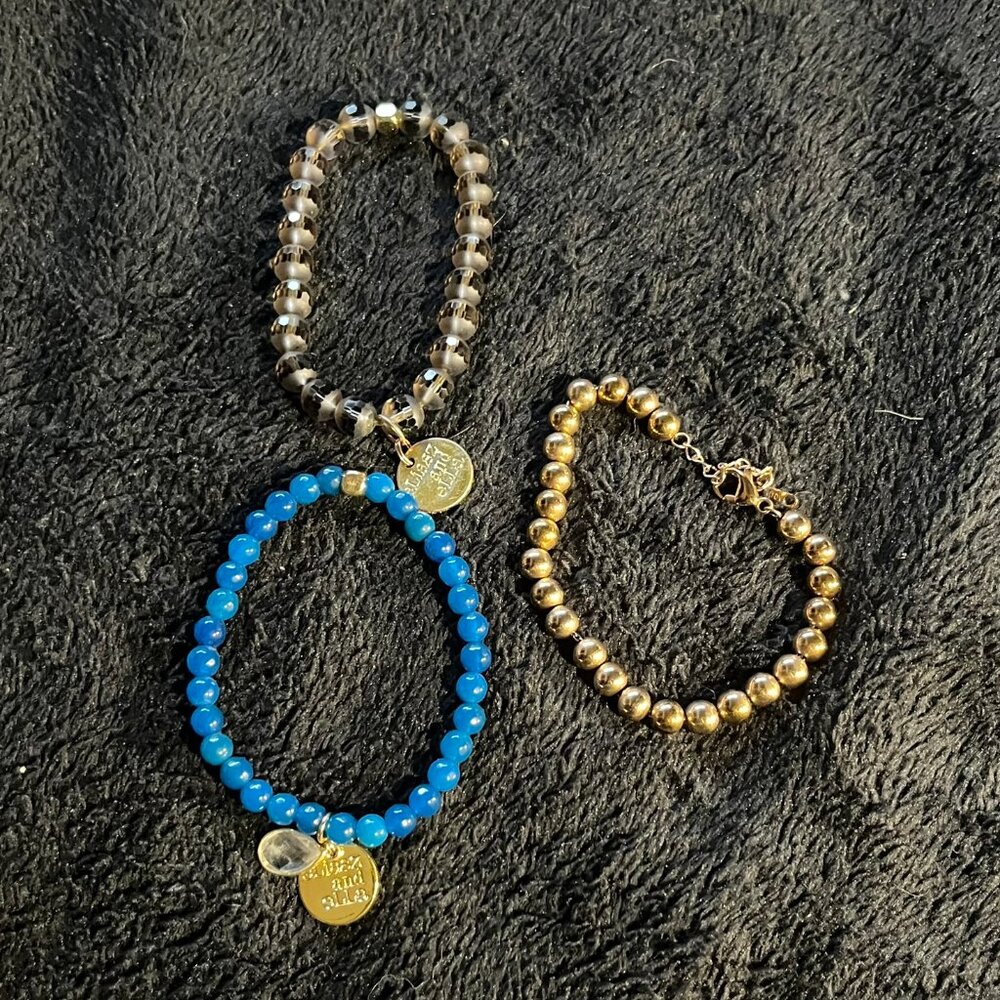 mixed Bracelet Trio – Blue, Copper & Crystal